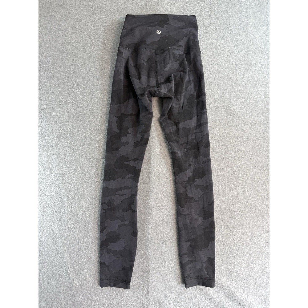 Lululemon Leggings Womens 6 Black Camo High Rise Ankle Pockets Yoga Athletic